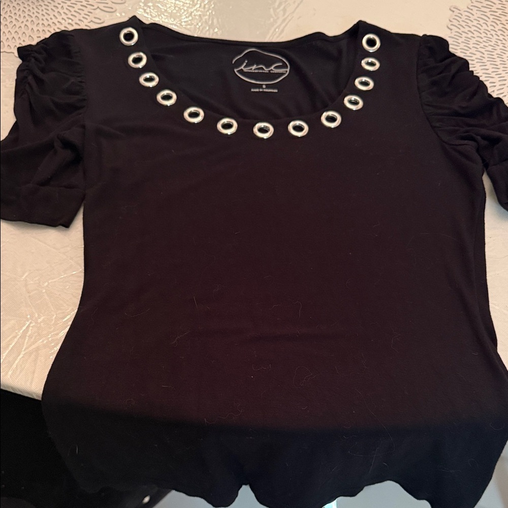 INC Black Top with Silver Accents